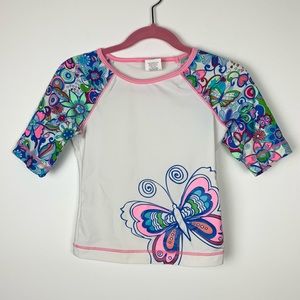 Old Navy Kid Rashguard Floral Butterfly Swim Shirt